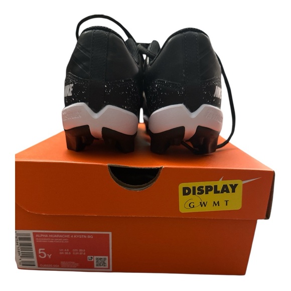 Nike Alpha Huarache Kids Black and White Softball Cleats 5 youth New - Picture 2 of 3